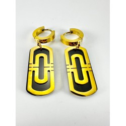 Gold Çiftli Dikdörtgen Küpe